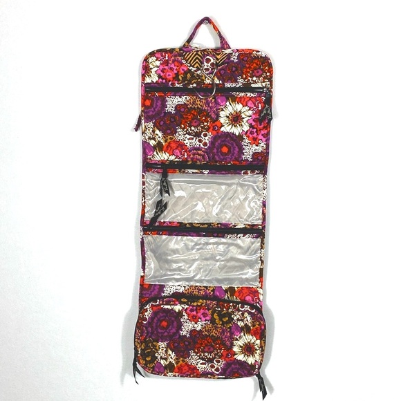 Vera Bradley Rosewood Toiletry Travel Trifold Case Red & Purple Multiple Pockets - Picture 1 of 13